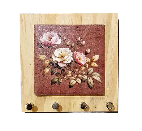 1602-122 Porta chaves Pinus - Rosas Buquê