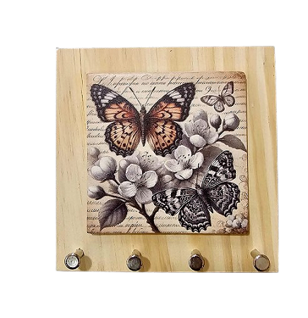 1602-115 Porta chaves Pinus - Borboleta Vintage