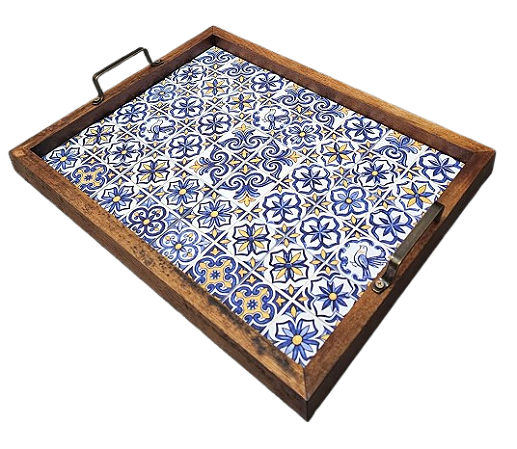 3096PM-153 Bandeja de Azulejo - Floral Português