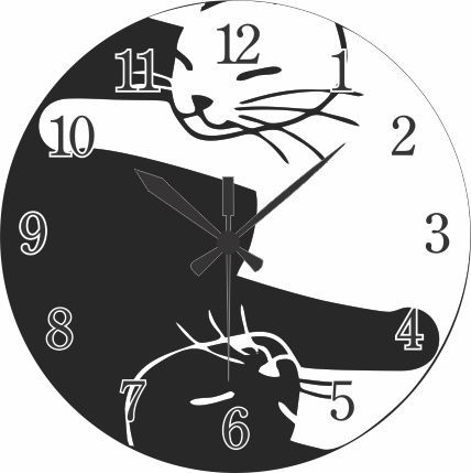 1700-029 Relógio Redondo - Gatos juntos