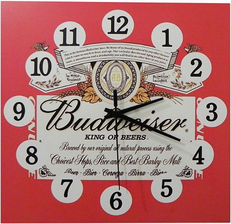 1600-Q30-004 Relógio Quadrado - Budweiser