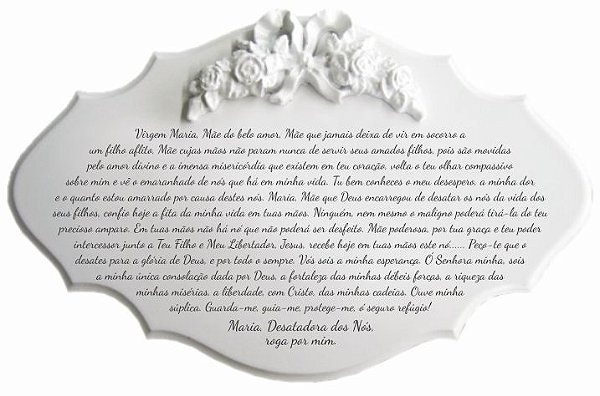 14-37-P Placa Oração - Nossa Senhora Desatadora de Nós