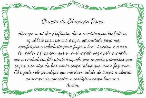 1760-012 Placa de oração profissão - Educação Física