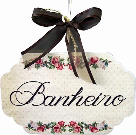 1703 Placa MDF - Banheiro fundo poá