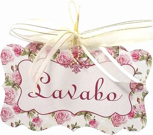 1706-002 Placa MDF - Lavabo floral rosa