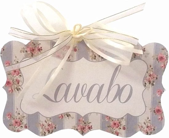 1706-004 Placa MDF - Banheiro Listras e flores