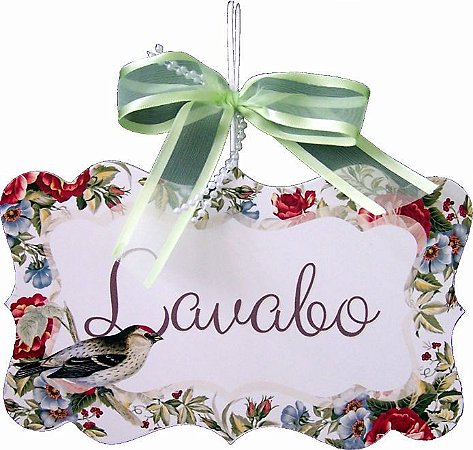 1712 Placa MDF - Lavabo pássaros