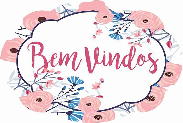 1715 Placa MDF - Bem vindo flores