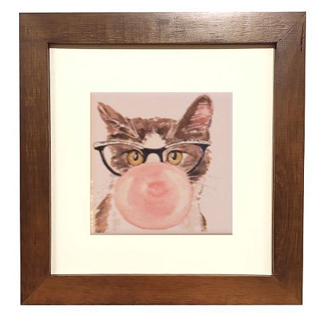 3001M-001 Quadro decor madeira - Gato