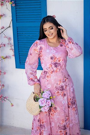 VESTIDO LONGO TULE ESTAMPADO JASMINE 090