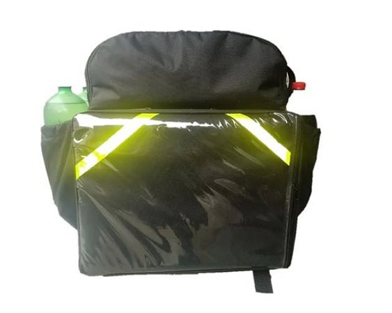 Mochila de Pizza Térmica 45L Preta com Bolsão - Acompanha Caixa de Isopor