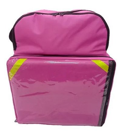Mochila de Pizza Térmica 45L Bolsão Rosa - Sem Caixa de Isopor
