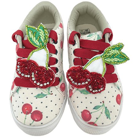 Tênis Infantil Feminino Branco Cerejas
