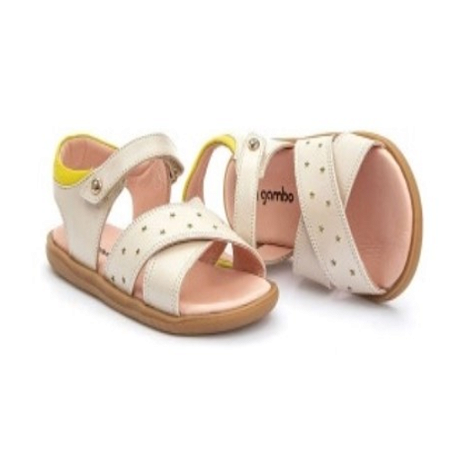 Sandália Feminina Branca Estrelas Velcro - Gambo