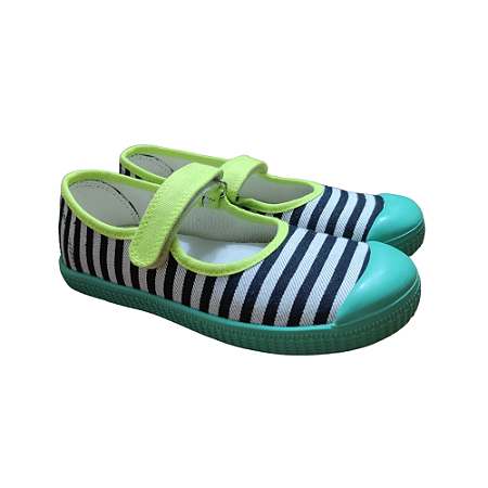 Tênis Listras Solado Neon Velcro - Tnin