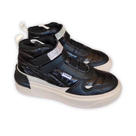 Tênis bota Feminino Preto Aplique Glitter - Pampili