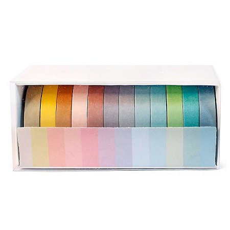 Kit de 12 Washi Tapes Finas Tons Pastel