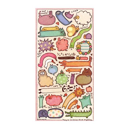 Adesivo Decorativo De Papel Yuru Animal Mind Wave MW Seals Message Seals