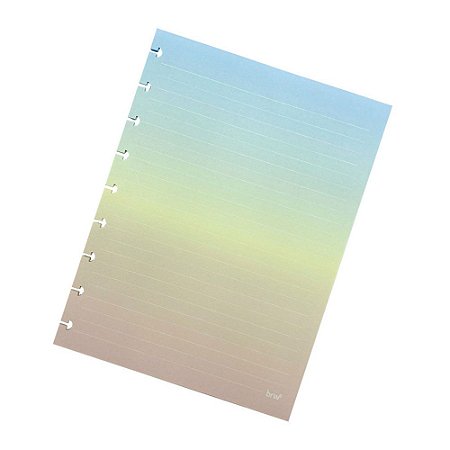 Refil Caderno De Disco Pautado Rainbow Linhas Brancas 90g 9 Furos 17,3x23,2cm encaixe Universal BRW