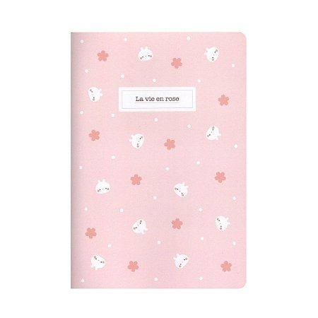 Caderno Brochura Pautado Coelhinho La Vie En Rose Rosa