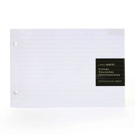 Ficha Minimalista Pautada 2 Furos 50 Folhas 180g Ficha De Estudos Refil  Para Fichário e Organizador Notchi A.Craft - Fancy Goods