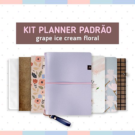 Kit Planner Padrão Grape Ice Cream Floral