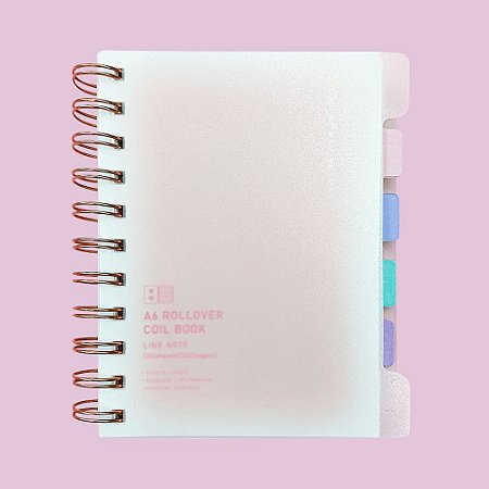 Caderno Espiral Pautado A6 Com Divisórias Capa Transparente Rosa