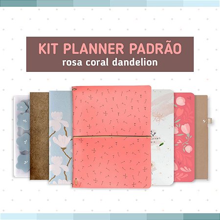 Kit Planner Padrão Rosa Coral Dandelion