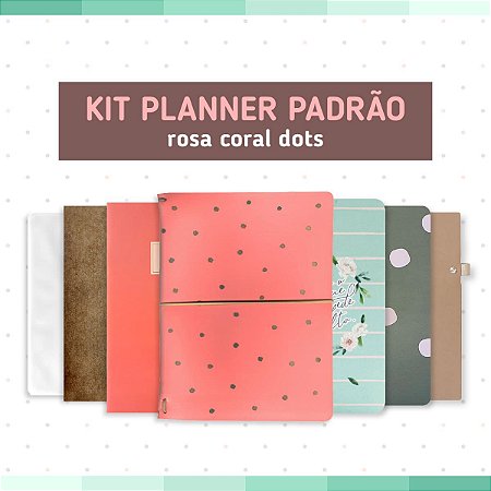 Kit Planner Padrão Rosa Coral Dots