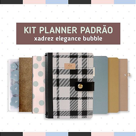 Kit Planner Padrão Capa Dura Xadrez Elegance Bubble
