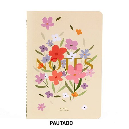 Caderno Pautado Floral Notes Para Planner A.Craft Tamanho Padrão