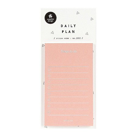 Bloco de Notas Autoadesivo Daily Plan Sticky Memo Things To Do Lista Rosa - Suatelier