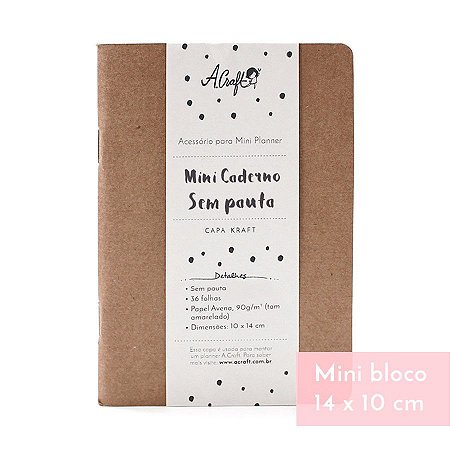 Mini Caderno Sem Pauta Kraft Para Mini Planner A.Craft