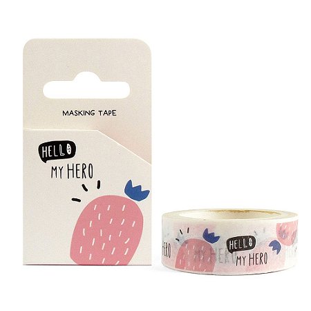 Fita Decorativa Washi Tape - Hello My Hero Cactos Rosa Branco