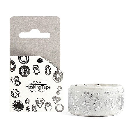 Fita Decorativa Washi Tape Canviti Masking Tape Diamante Branco