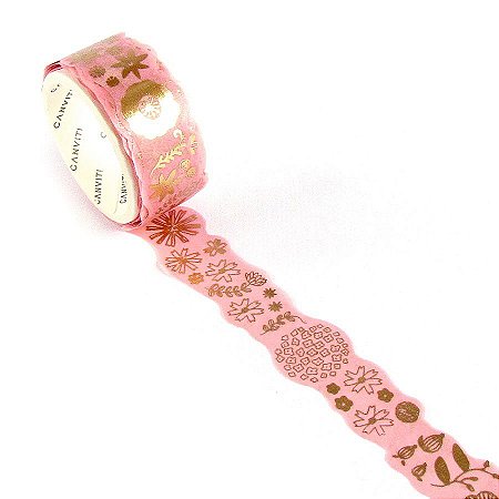 Fita Decorativa Washi Tape Masking Tape Floral Rosa