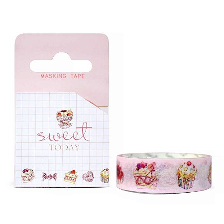 Fita Decorativa Washi Tape - Doces Sweet Today Bolos Rosa