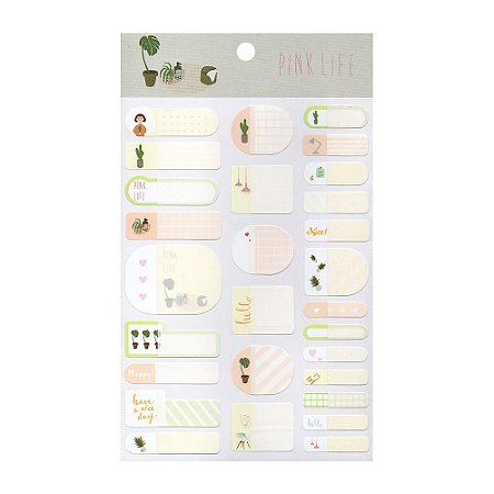 Adesivos Etiquetas de Identificação de Papel Com Proteção Plástica - Pink Life Verde