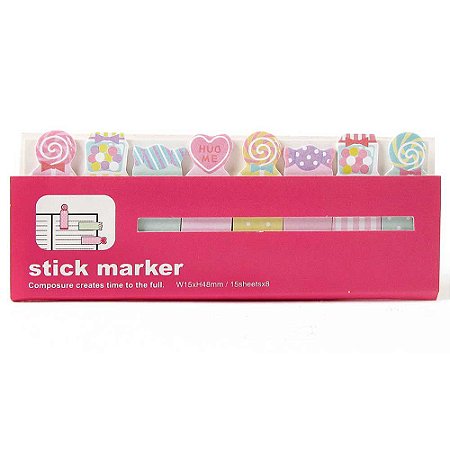 Marcador de Páginas Adesivo Stick Marker Doces Rosa
