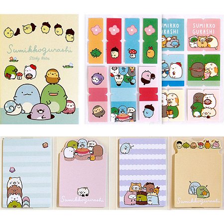 Cartela de Post-it e Adesivos 4 Blocos Sumikko Gurashi Amarelo