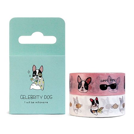 Kit de 2 Fitas Decorativas Washi Tape - Buldogue Verde