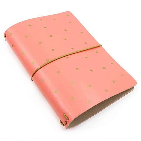 Capa Rosa Coral Dots (Para 4 Blocos) Para Planner A.Craft Tamanho Padrão