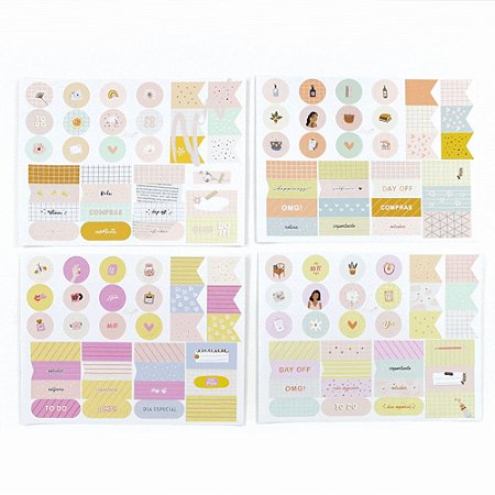 Kit de 4 Cartelas de Adesivos - Coleção Girlie