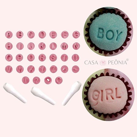 Kit Carimbos Letras Para Doces - Rosa