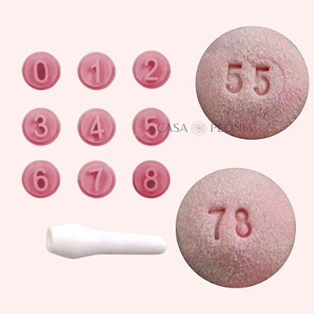 Kit Carimbos Números Para Doces - Rosa