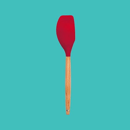 Espátula em Silicone Reta Com Cabo de Madeira - 32cm