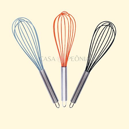Fouet de Silicone Cabo em Aço Inox - 28cm