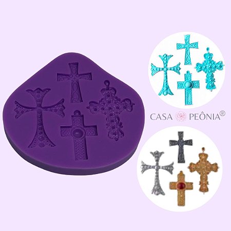 Molde de Silicone de Cruz Mix Religioso