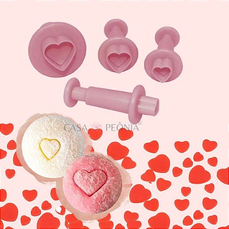 Kit Ejetor Coração Rosa - 4 Peças