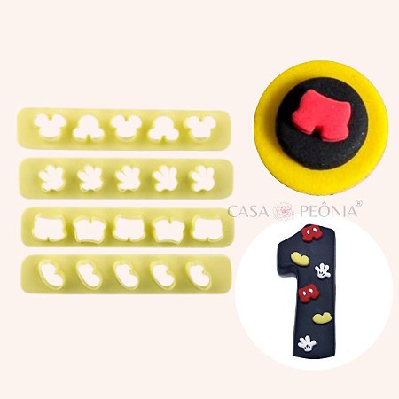 Kit Réguas Cortador Mini Mickey Ratinho Mão - 4 Peças